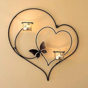 Heart and Butterfly Iron Wall Candle Stand