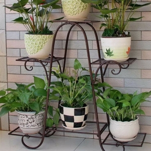 Six Plants Pot Iron Stand for Indoors